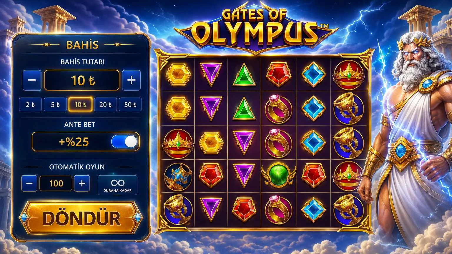 Yüksek veya düşük riskle Gates of Olympus oyna